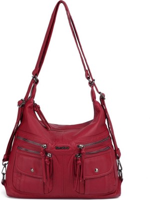 Yıkama Deri Hem Sırt Hem Omuz Kadın Çantası 21K Barcelona 1925