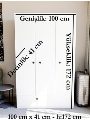 Exent Frezya 3 Kapaklı Elbise Dolabı-3 Kapılı Gardırop