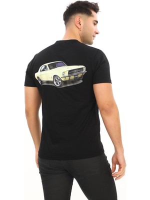 Eren Style American Classic 1964 Ford M Özel Tasarım Baskılı Siyah T-Shirt (Slim Fit)