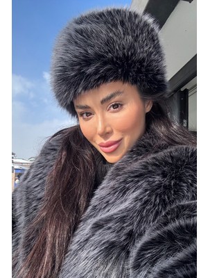 Açelya Okcu Premium Mob Wife Kalpak Suni Kürk Kadın Şapka