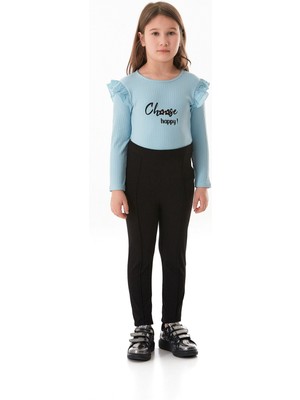 Beli Lastikli Çimalı Kız Çocuk Tayt