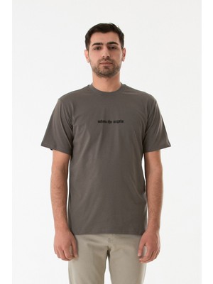 Kabartma Baskılı Bisiklet Yaka Tişört