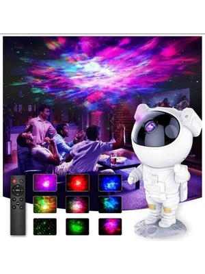 Exenet Astronot Robot Gece Lambası Projeksiyon - Galaxy Gökyüzü & Samanyolu Aydınlatma, Kumandalı Nebula Star Projeksiyon Premium Seri Mega Boy