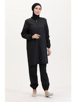 Sefa Merve Fermuarlı Tesettür Mayo 9003-04 Siyah