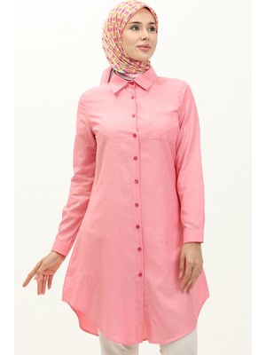 Sefa Merve Cepli Düğmeli Tunik 6472-19 Pembe