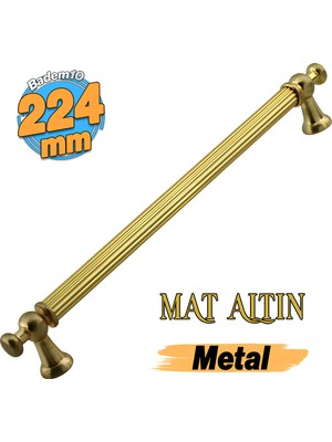 Badem10 Selçuklu Metal Çizgili Altın Kulp 224 mm 22.4 cm Mobilya Çekmece Mutfak Dolabı Dolap Kapak