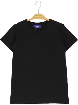 Crassi Erkek Çocuk T-Shirt Siyah Asimetrik Yaka Kısa Kol Günlük Tarz Baggy Fit