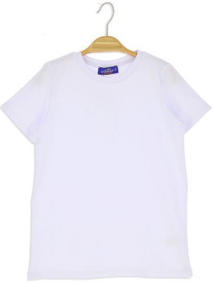 Crassi Erkek Çocuk T-Shirt Mavi Düz Desenli Kısa Kol Asimetrik Yaka Günlük Kullanım