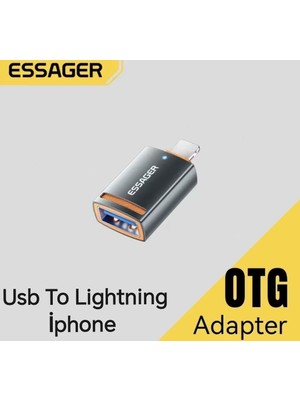 Essager İphone Lightning To Usb 3.0 A 480Mbps Hızlı Çevirici Dönüştürücü CE/FC/ROHS Lisanslı Adaptör Yeni Tip Led Işık Orjinal Metal Yeni Nesil Son Teknoloji