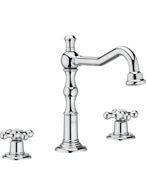 ROCA Carmen 3 Delikli Lavabolar İçin Lavabo Bataryası, Parlak Krom Renk - A5A444BC00