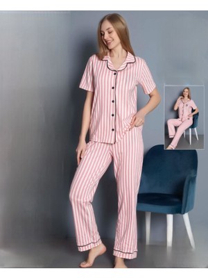 Şıklık Durağı Kısa Kollu Pamuk Penye Kadın Pijama Takımı