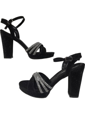 Erbay Shoes Kadın Platform Platin Simli Çapraz Bantlı Sandalet Ayakkabı