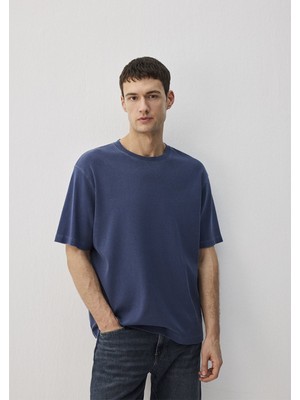 Mavi Lacivert Tişört Loose Fit / Bol Rahat Kesim 0612494-70497