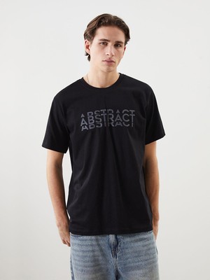 Xsıde Bisiklet Yaka Baskılı Erkek Tişört