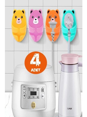Safestore 4'lü Set Airfryer Vb. Elektrikli Ürün Fiş Askısı Kablo Tutucu Düzenleyici Kendinden Yapışkanlı Klips