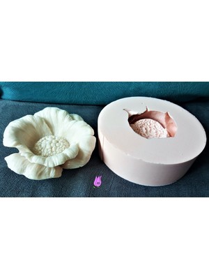 11cm Gül Şakayık Çiçek Mumluk Silikon Kalıp K-070, Kokulu Taş Sabun Alçı Mum Kalıbı