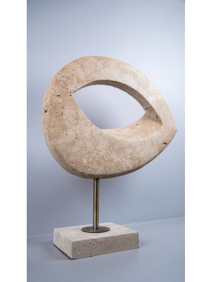 Traverten Göz Dekor, Mermer Ayaklı Mermer Dekoratif Obje Sehpa Masa Konsol Biblo Süs Eşyası