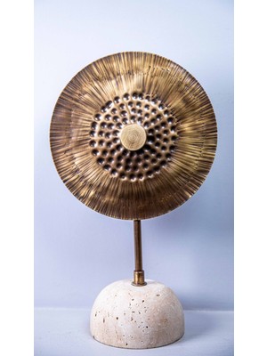 Traverten Deniz Gözü Aksesuar Küçük Boy, Mermer Ayaklı El Dövmesi Metal Dekoratif Obje Biblo Süs