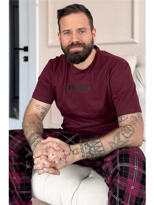Pijama Evi Bordo Hero Baskılı Erkek Pijama Takımı Regular Kesim Kısa Kol Şort 100% Pamuklu Konfor