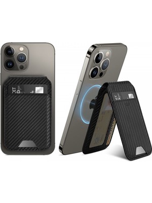 ESR Standlı 5 Kartlık Cüzdan HaloLock Magsafe Wallet - Karbonfiber Siyah