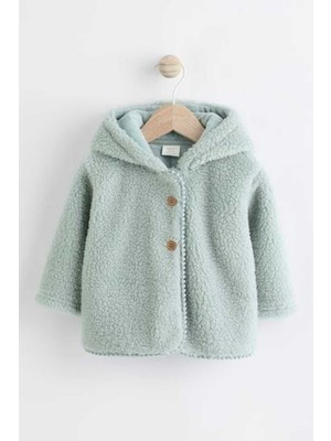 Next Baby Adaçayı Yeşili  Tam Polar Astarlı Kapüşonlu Peluş Ceket