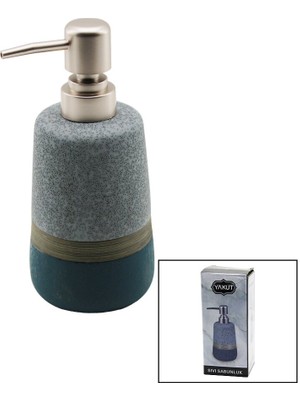Yakut Okyanus Mavi - Gri - Kahve - Mat Desen Seramik Sıvı Sabunluk