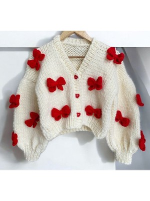 El Örgüsü ThreadArtByNur El Örgüsü Fiyonk Detayli Kadin Hırka, Kurdale Detaylı Hırka