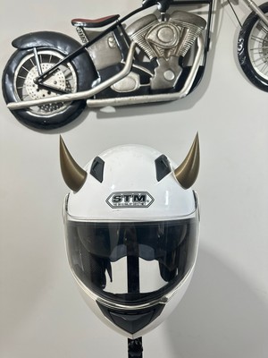 3dpazarıcom Motor & Motosiklet 3D Baskı Kask Dış Aksesuar Gold Şeytan Boynuzu