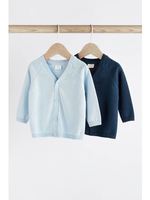 Next Baby Pamuklu Mavi Lacivert Örgü Hırka 2’li Set