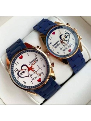 Bika Time Spectrum Kişiye Özel Laciverte Rose Renk Bay Kadın Kol Saati Sevgiliye Doğum Günü Hediyesi Çift Saat Kombini Isim Baskılı Kişiye Özel Saat Erkek Kadın Kol Saati