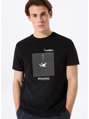 D5SM-TST3771 Siyah Bisiklet Yaka Relaxed Fit Baskılı T-Shirt