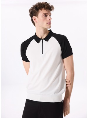 Beyaz Erkek Polo Yaka Basic Kazak F5SM-KZK 2073