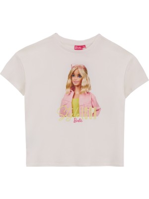 Ekru Kız Çocuk Baskılı T-Shirt BRB5SG-TST6016