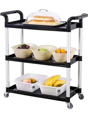 Üç Raflı Siyah Servis Arabası (Sas-1)