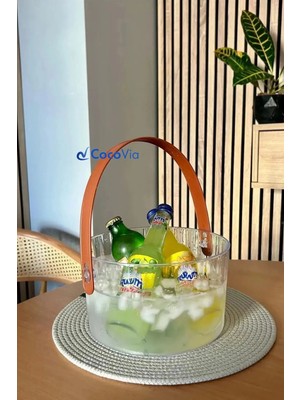 Çok Amaçlı Şeffaf Plastik Sepet | Meyve Sepeti Büyük Kapasiteli Buz Kovası/alkol Kovası/ Sunumluk