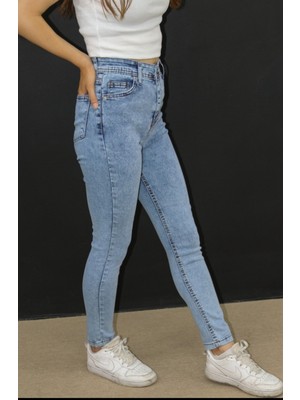 Just Take Mavi Slim Fit Bayan Kot Pantolon – Yüksek Bel, Likralı Esnek Jean