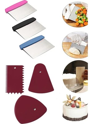 Çelik Spatula Hamur Kesici Hamur ve Pasta Şekillendirici Kesici 2 Li Set