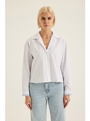 Kol Ucu Detaylı Uzun Kollu Gömlek