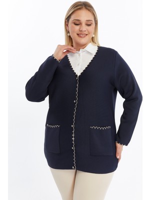 Laden Kadın Çelik Örgü Triko Büyük Beden Klasik Tüylenmez Anne Hırkası