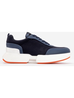 Erkek Yüksek Taban Bağcıklı Deri Comfort Sneaker Mc 20276 Lacivert