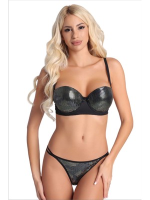 Sade Dolgulu Pullu Sütyen Takımı