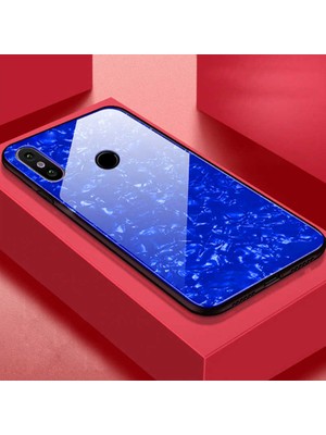Vardar Aksesuar Mi A2 Lite Kılıf Renkli Mermer Desenli  Marbel Cam Silikon Kapak