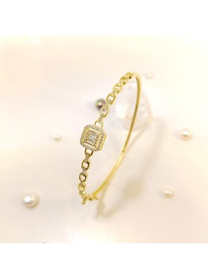 Altın Ofisi Baget Taşlı Kelepçe Bilezik 14  AyarAltın Hd Videolu