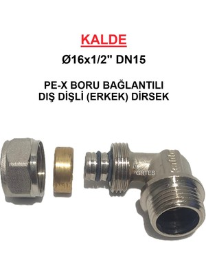 Kalde Ø16X1/2" Pex Dirsek Dış Dişli - Erkek (Mobil Sistem Bağlantı Parçası)