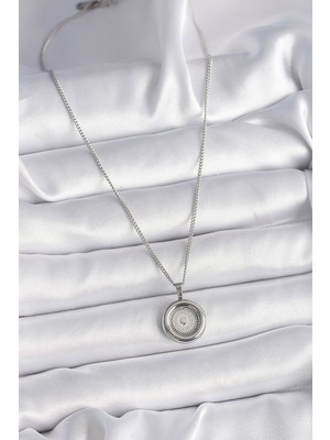 ForWhat Zarif Kadın Için Silver Çelik Zincir Altın Kolye