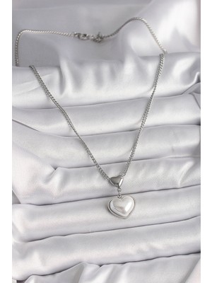 ForWhat Zarif Kadın Için Silver Çelik Zincir 3D Kalp Kolye
