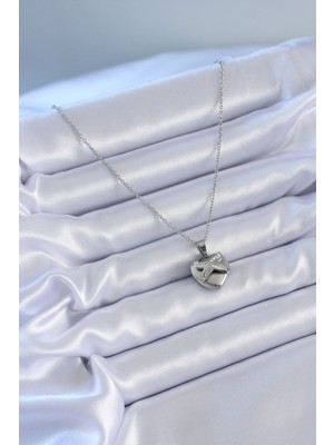 ForWhat Zarif Kadın İçin Silver Çelik Zirkonlu Kalp Kolye