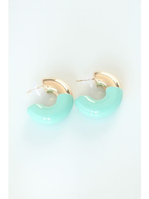 ForWhat Zarif Kadın Için Alaca Pirinç Turkuaz Golden Küpe