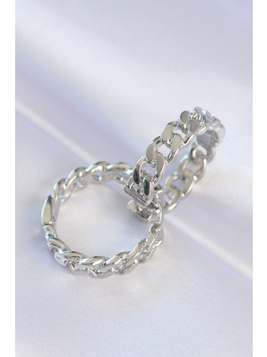 ForWhat Zarif Kadın Için Silver Pirinç Zincir Halka Küpe