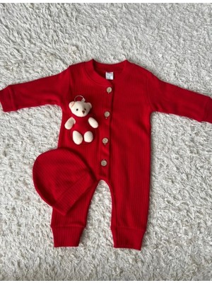 Çalışkan Online 3-6-9 Aylık Şapka Aksesuarlı Oyuncak Ayıcık Detaylı Bebek Tulumu